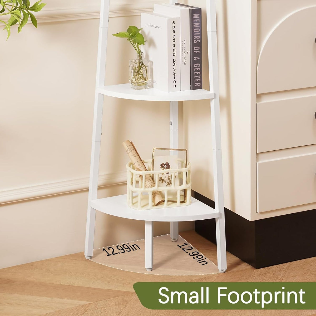 5-Tier Corner Shelf Stand With LED Lights Steel Frame