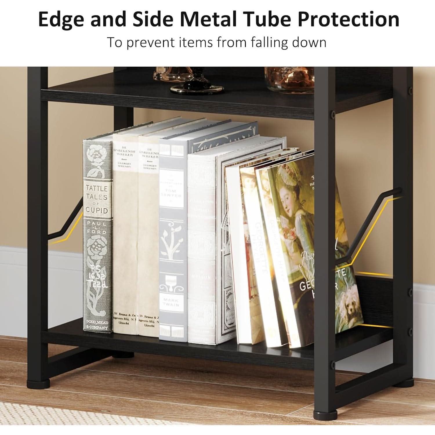 5 Tier Narrow Bookshelf With Edge Protection Bookcase