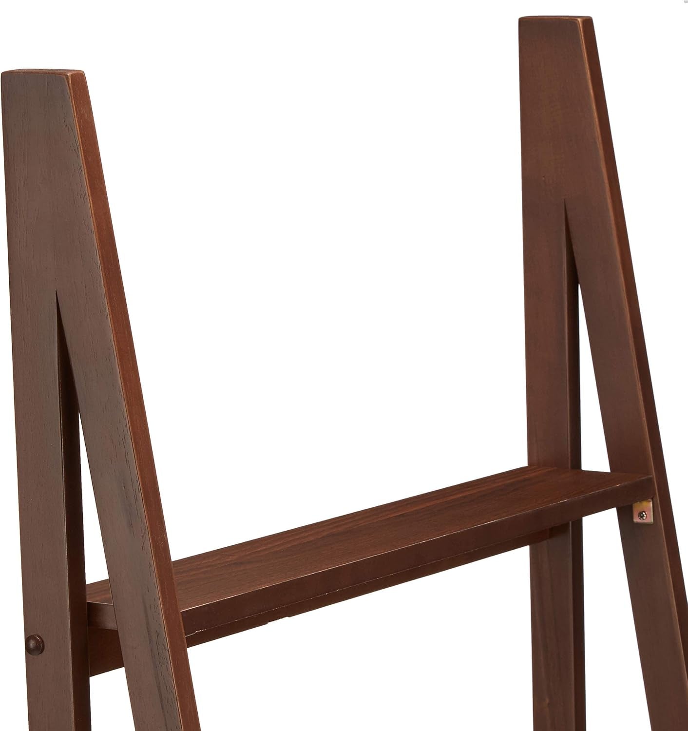 5 Tier Walnut Rubberwood Ladder Bookshelf Organizer
