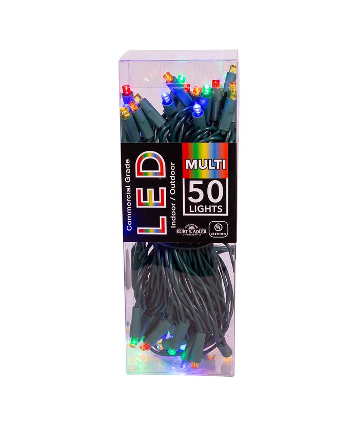50-Light 5mm Multi-Color LED Green Wire Light Set