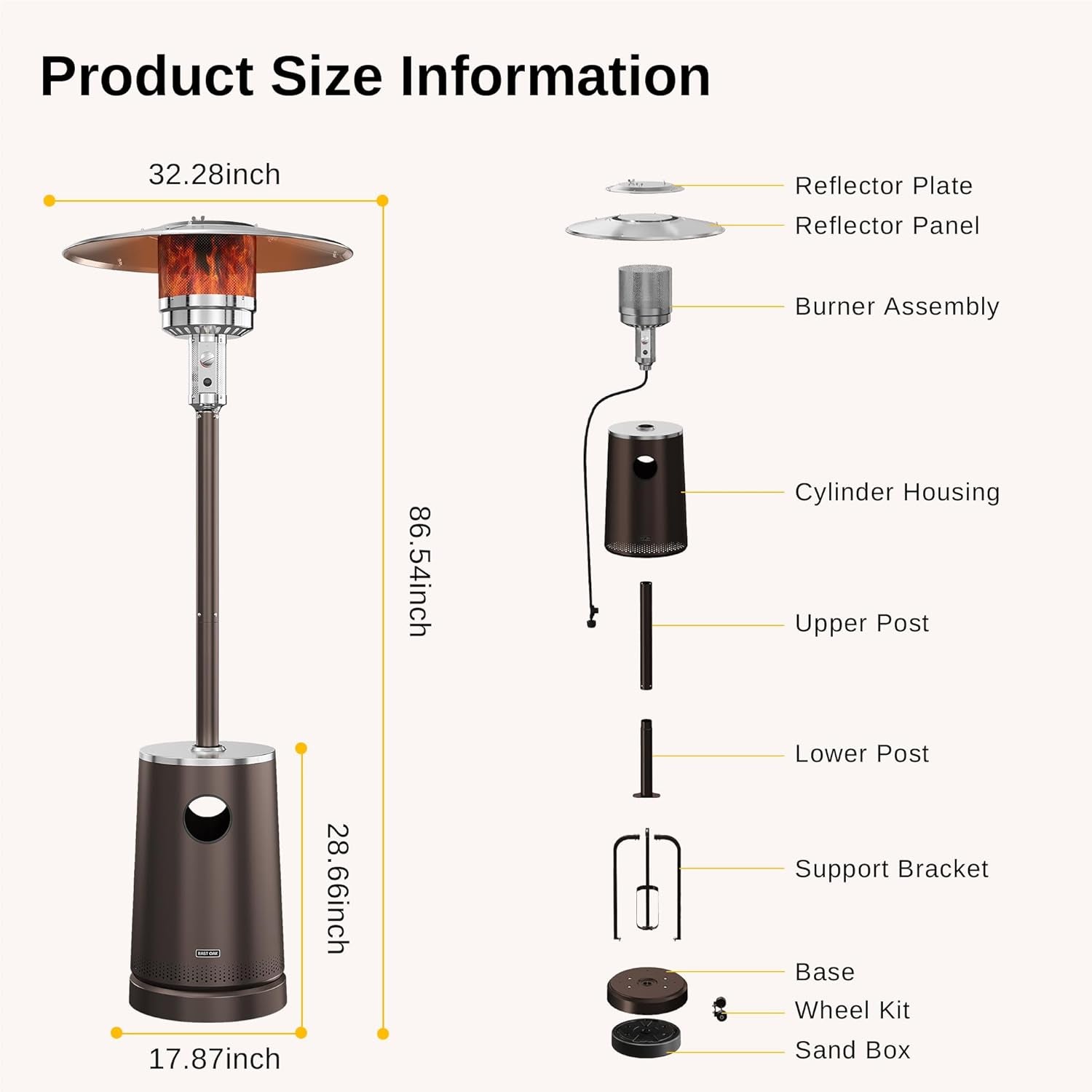 50,000 BTU Outdoor Patio Heater With Table Design Feature