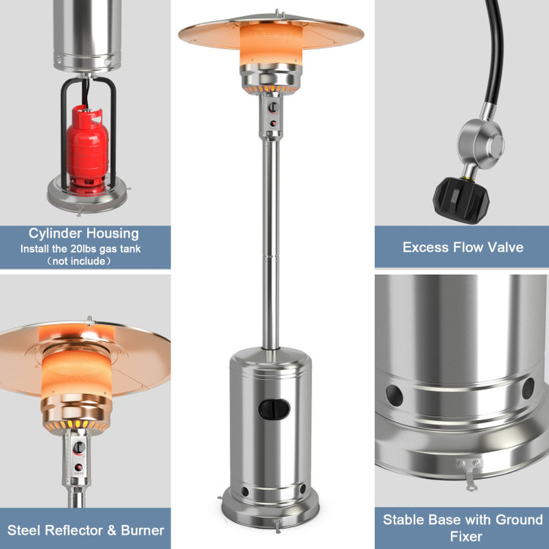 50000 BTU Propane Patio Heater Stainless Steel Trip Protection