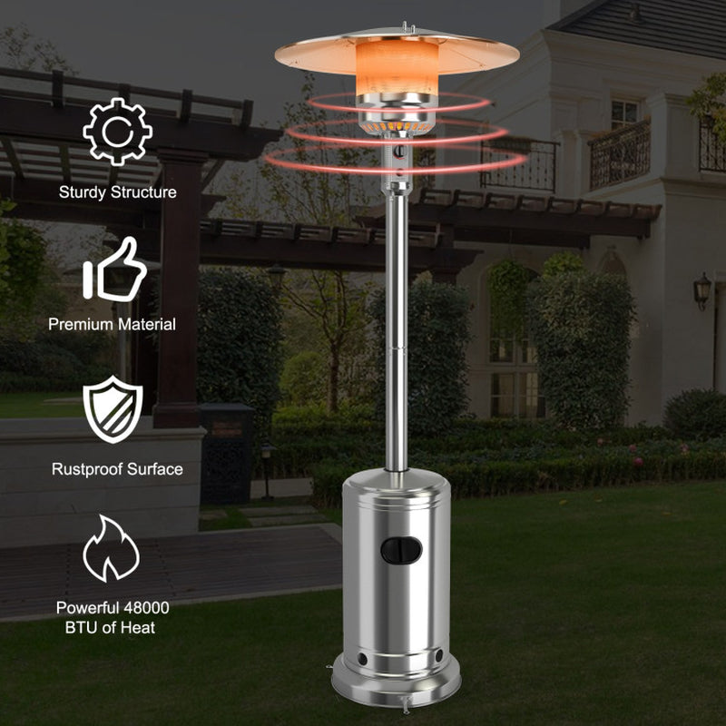 50000 BTU Propane Patio Heater Stainless Steel Trip Protection