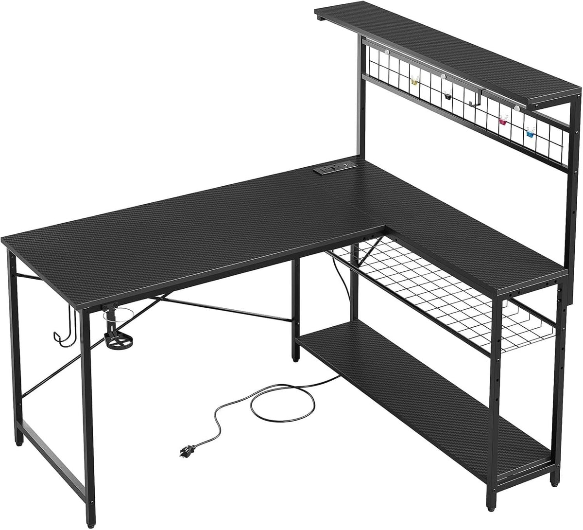 51-Inch L-Shaped Gaming Desk With LED Lights For Office