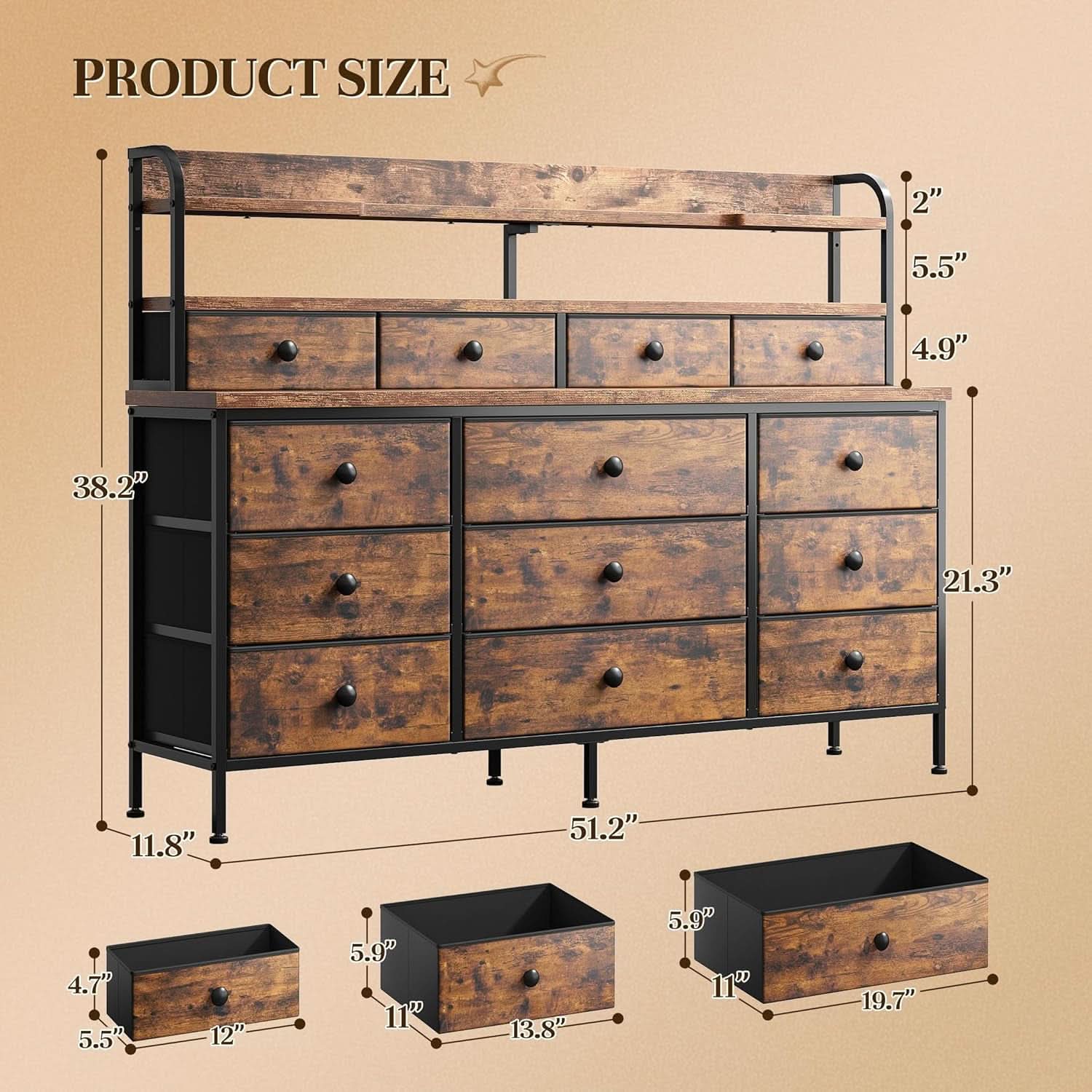 51 Inch Wide LED Dresser For Bedroom Organization Solutions
