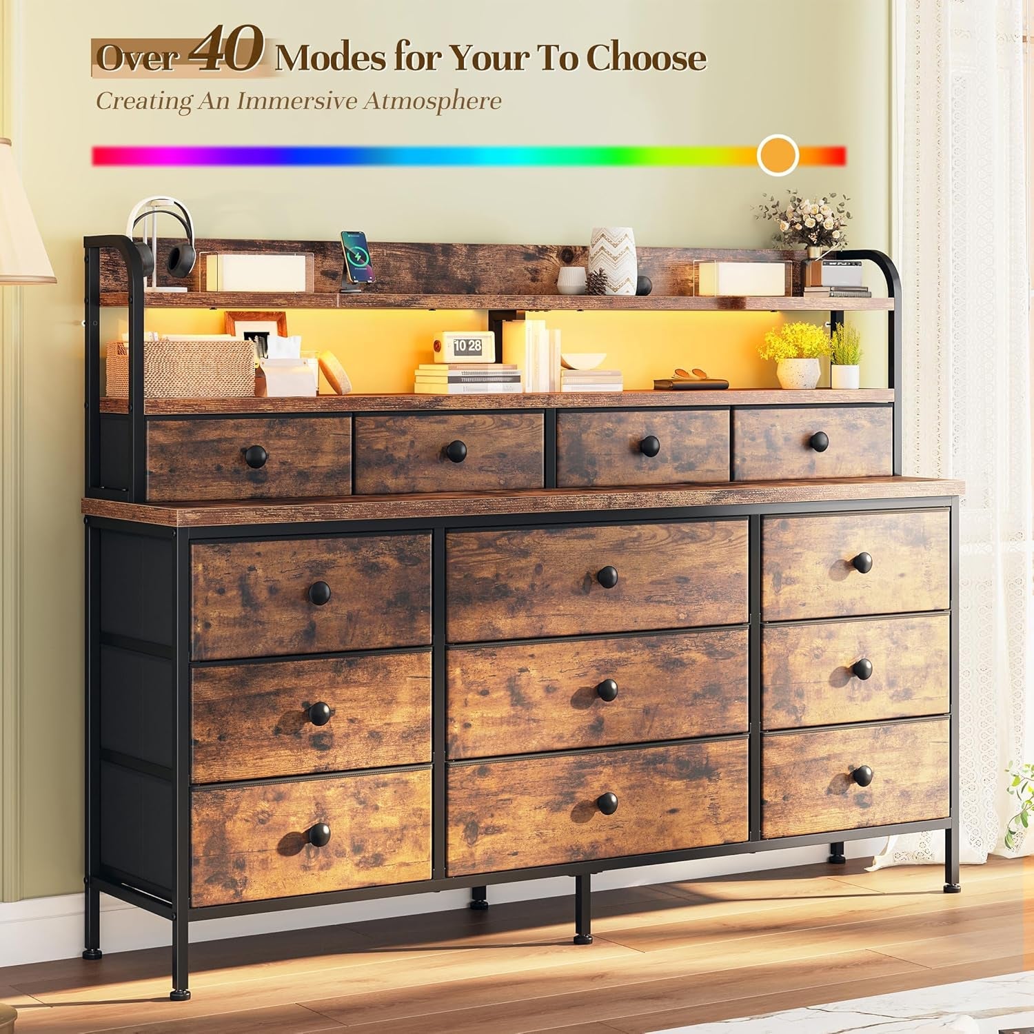51 Inch Wide LED Dresser For Bedroom Organization Solutions