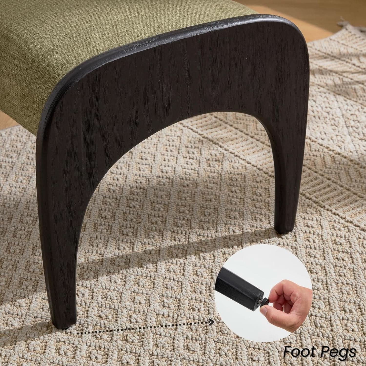 51 Inches Wide Linen Textured Emerald Ottoman Bench