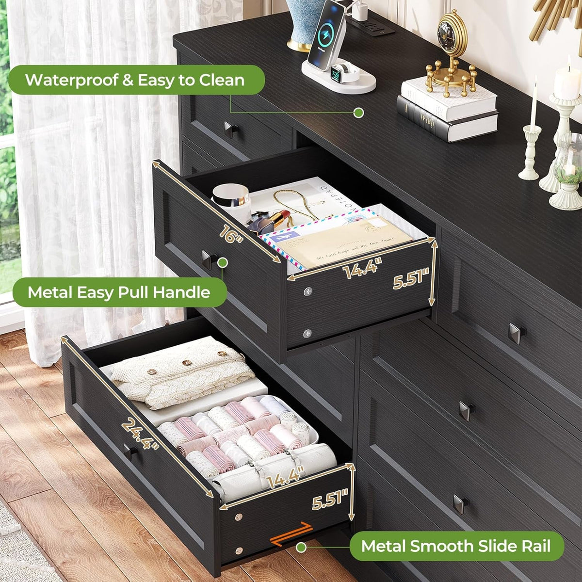 51.2 Inch Wide Dresser With Charging Station For Bedroom