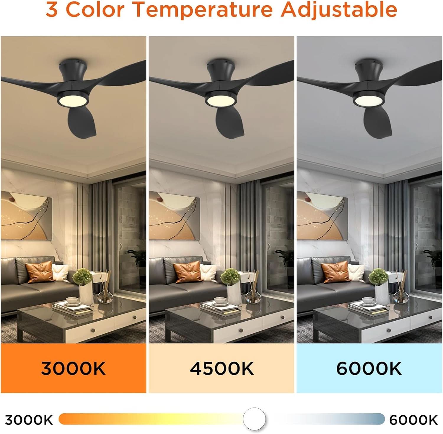 52 Inch Black Ceiling Fan With Integrated Led Lighting