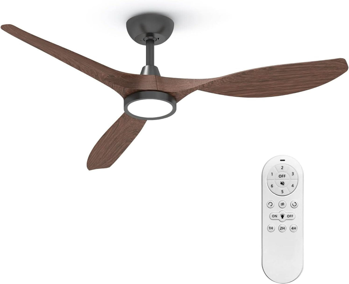 52 Inch Black Ceiling Fan With Lights And Remote Control