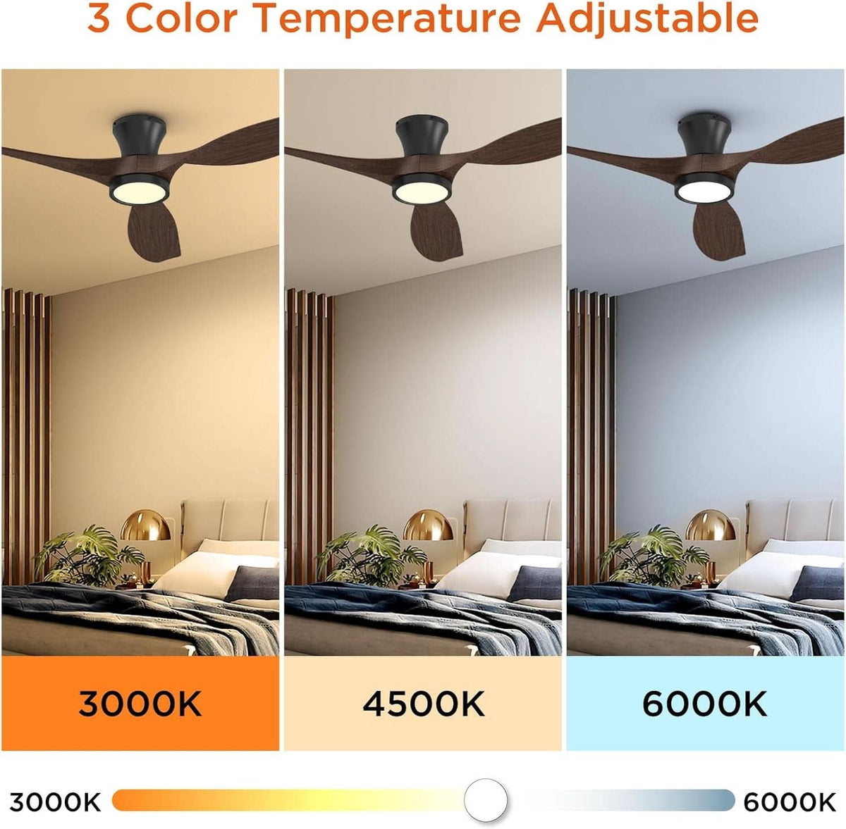 52 Inch Black Walnut Ceiling Fan For Living Room Indoor