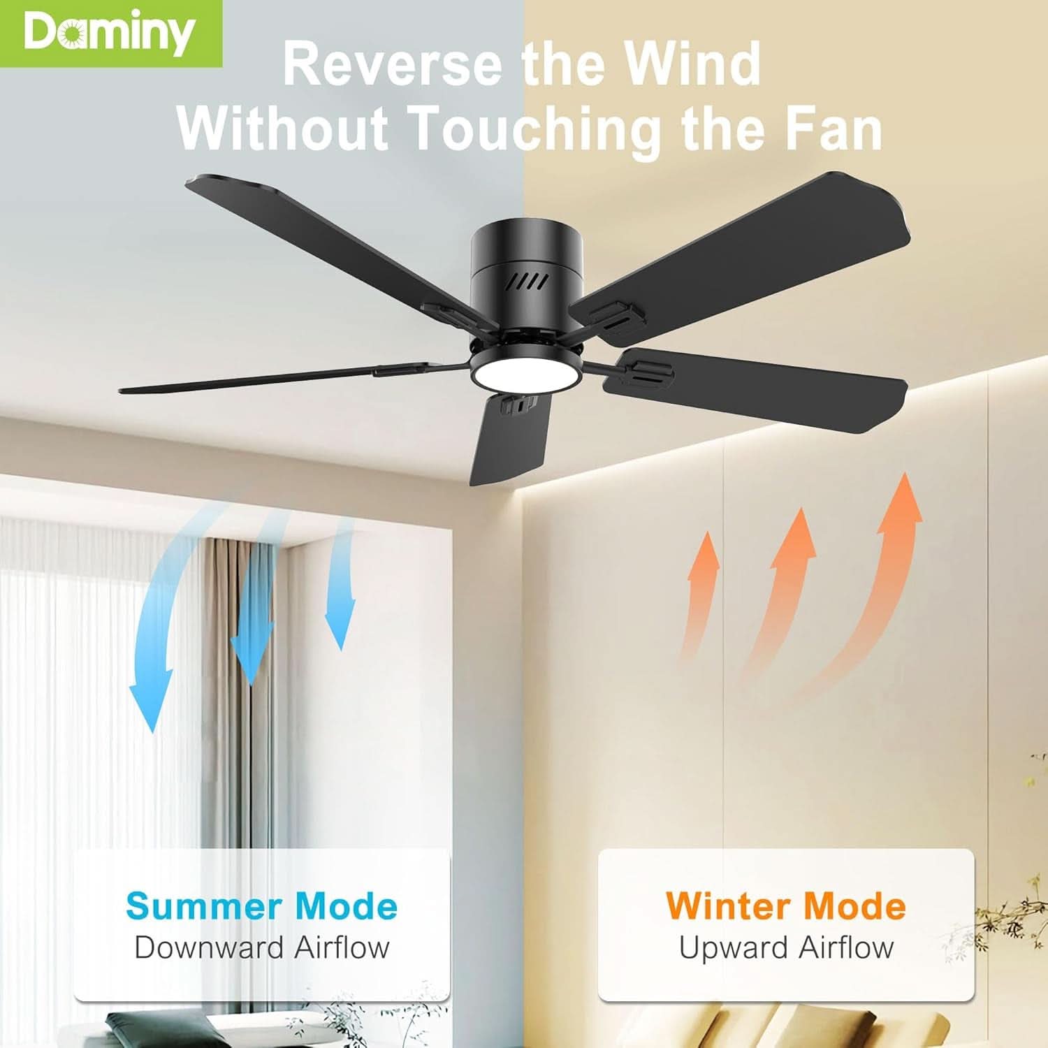 52 Inch Black Walnut DC Motor Ceiling Fan With Light Remote