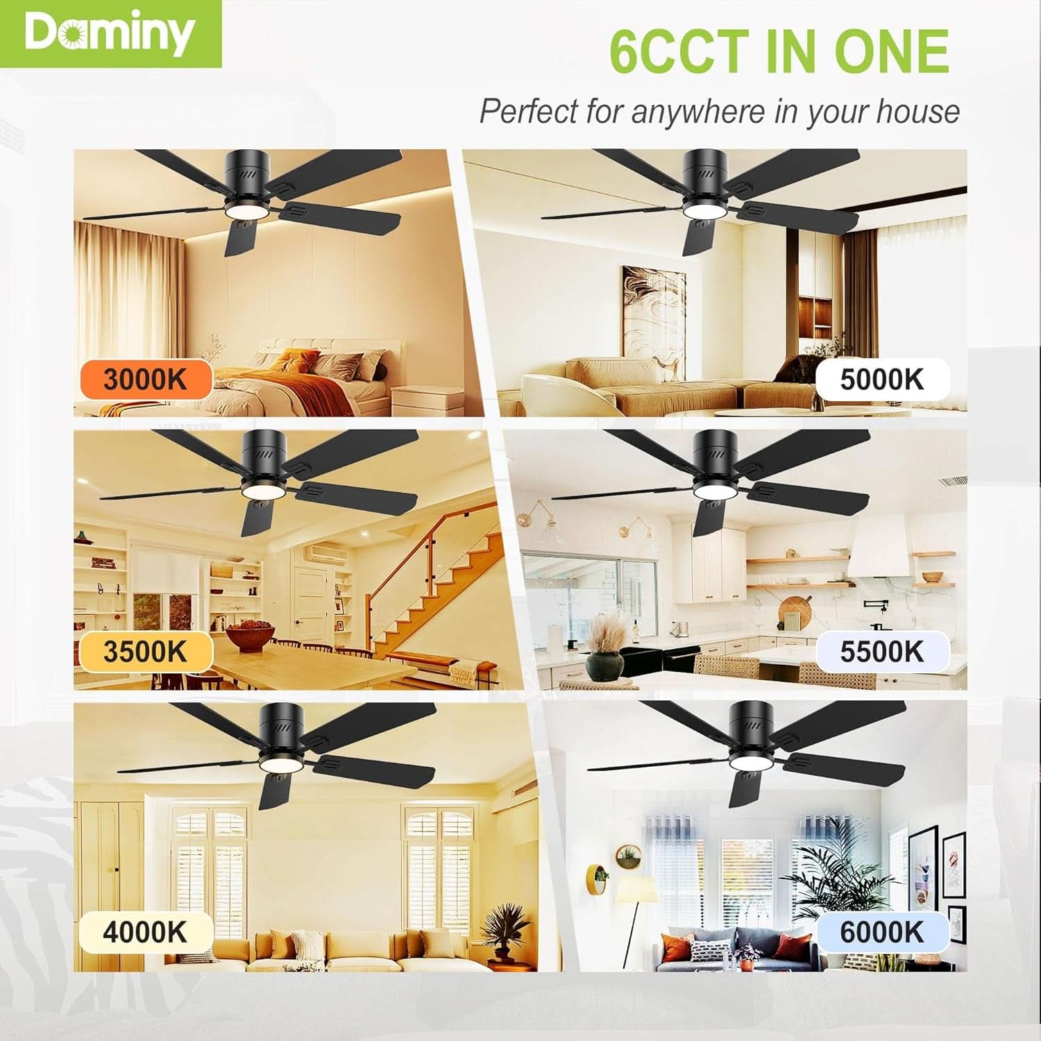 52 Inch Black Walnut DC Motor Ceiling Fan With Light Remote