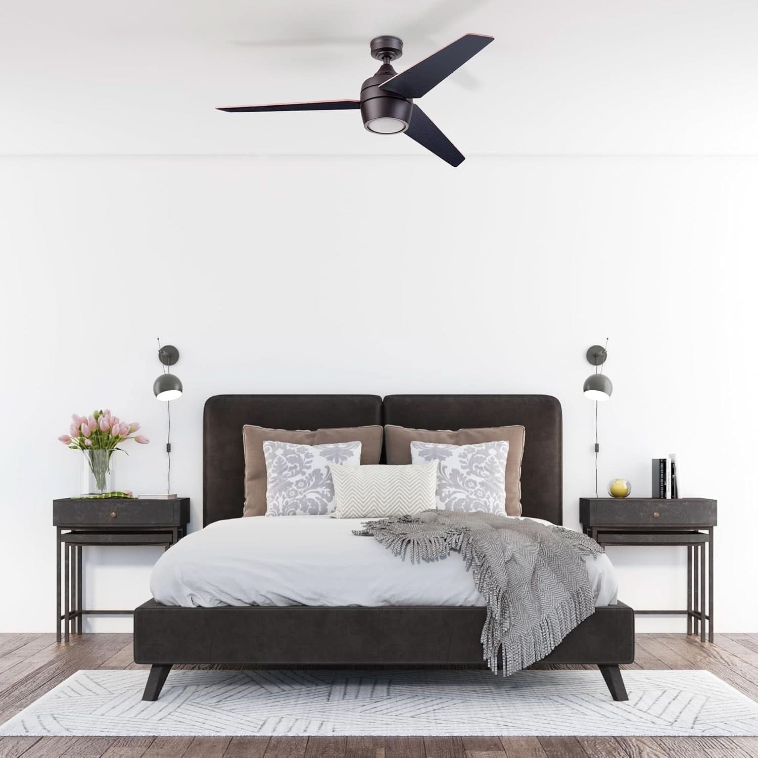 52 Inch Bronze Ceiling Fan With Remote And Light Kit