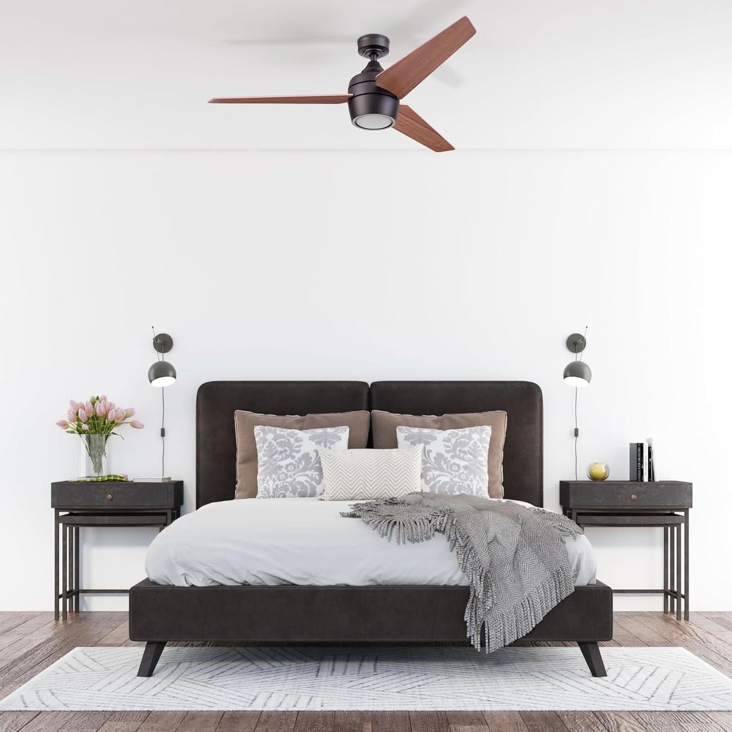 52 Inch Bronze Ceiling Fan With Remote And Light Kit