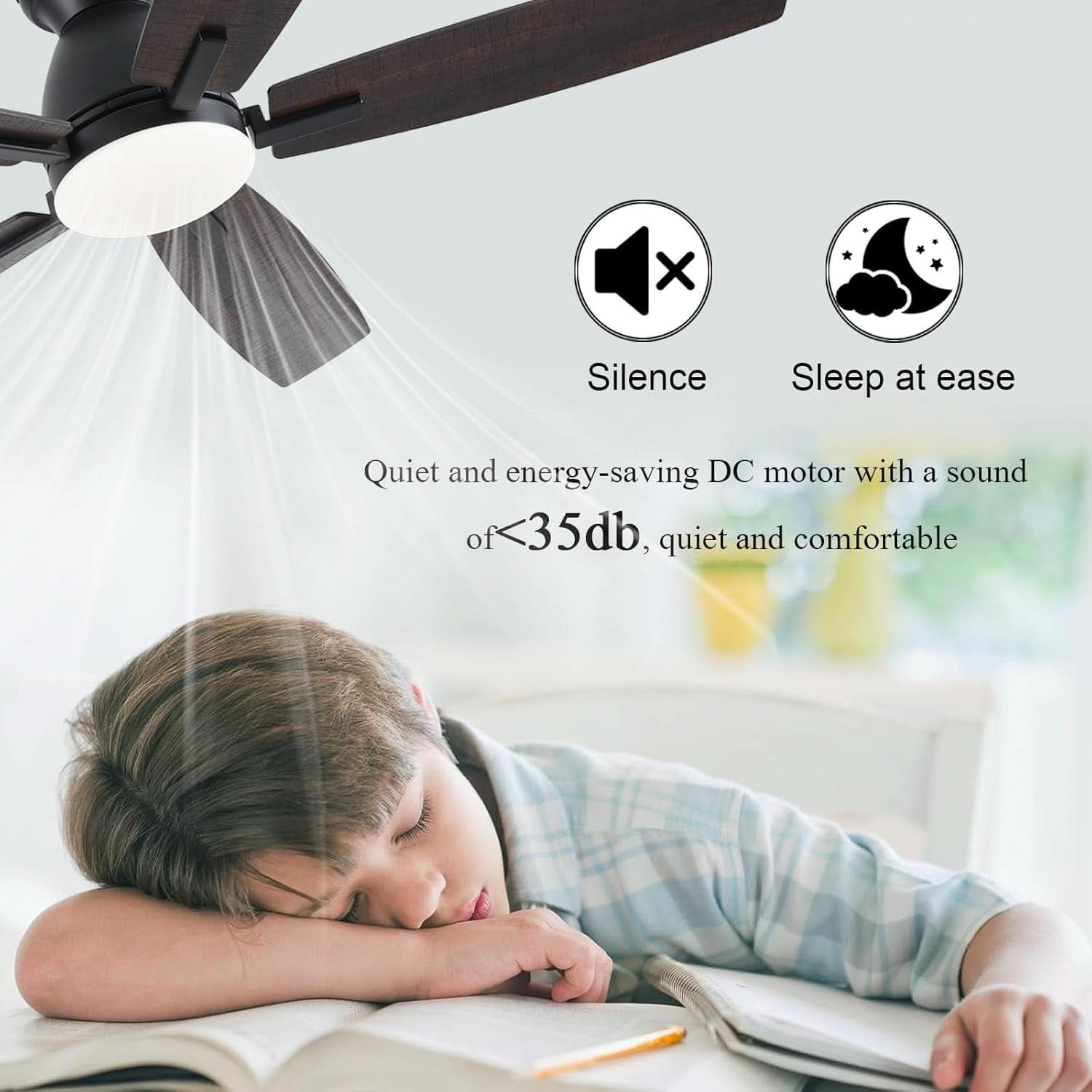 52 Inch Brown Ceiling Fan With Lights Remote Control