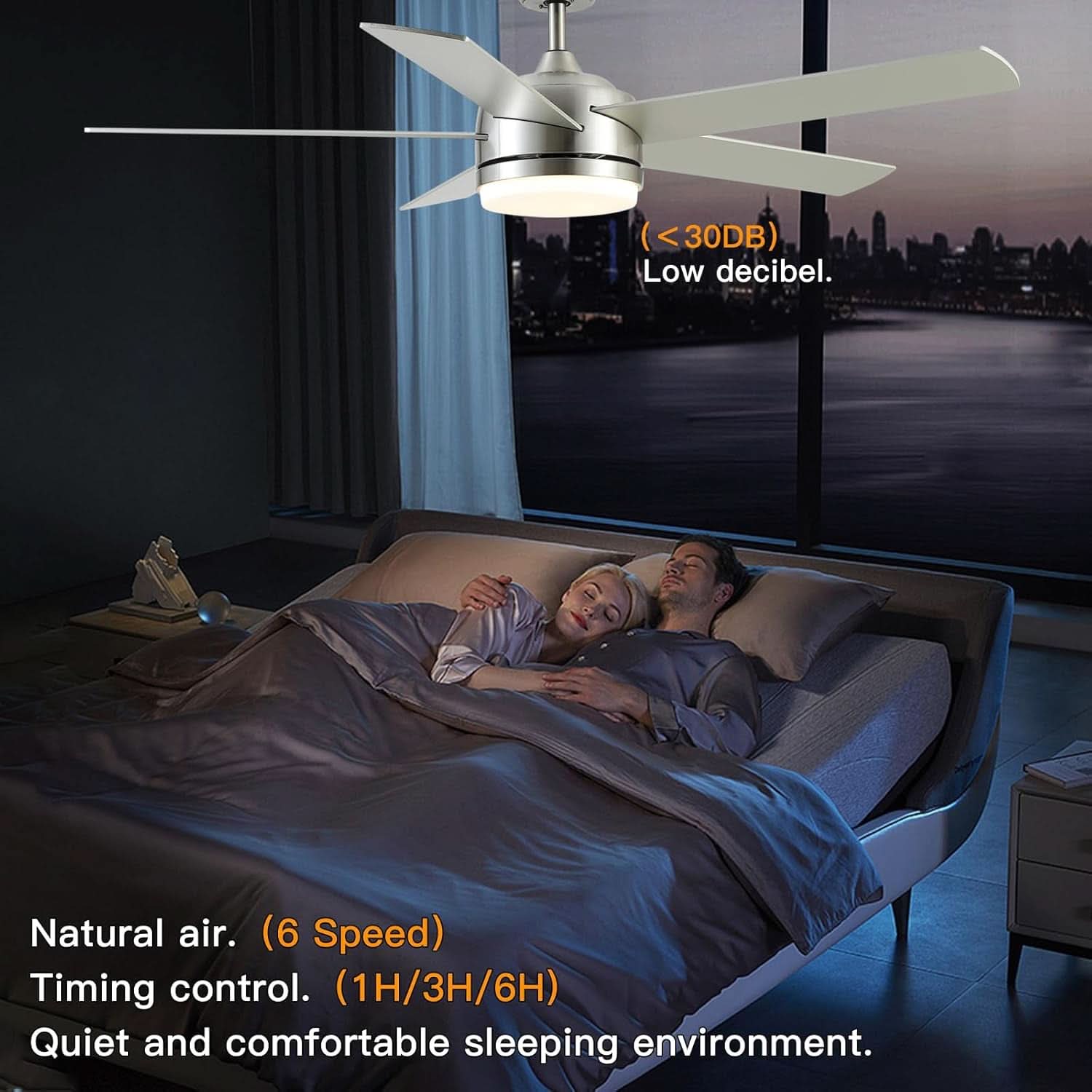 52 Inch Brushed Nickel Ceiling Fan With Remote Control