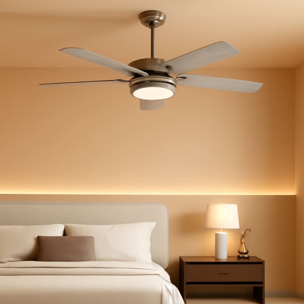 52 Inch Brushed Nickel Ceiling Fan With Remote Control