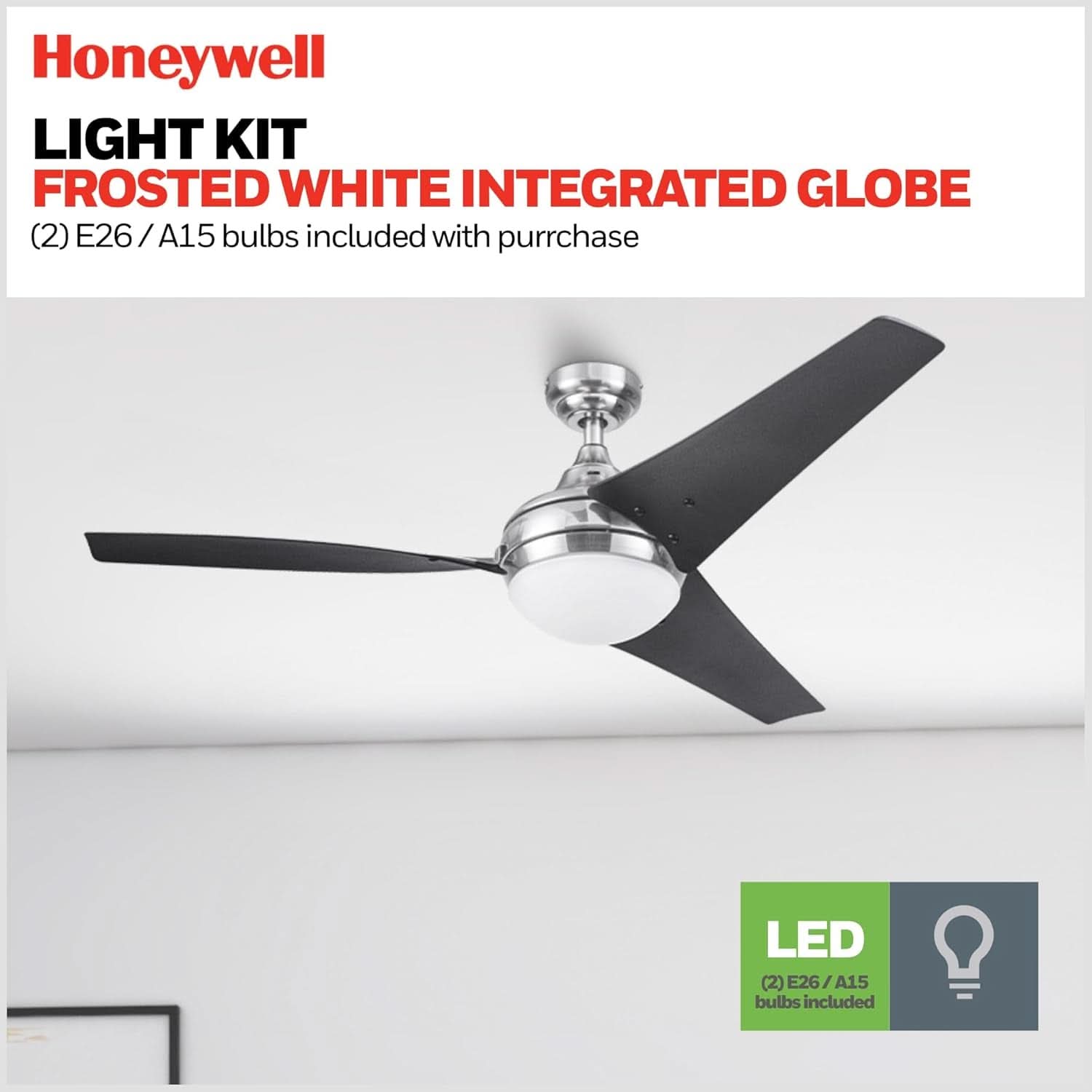 52 Inch Brushed Nickel LED Ceiling Fan With Remote