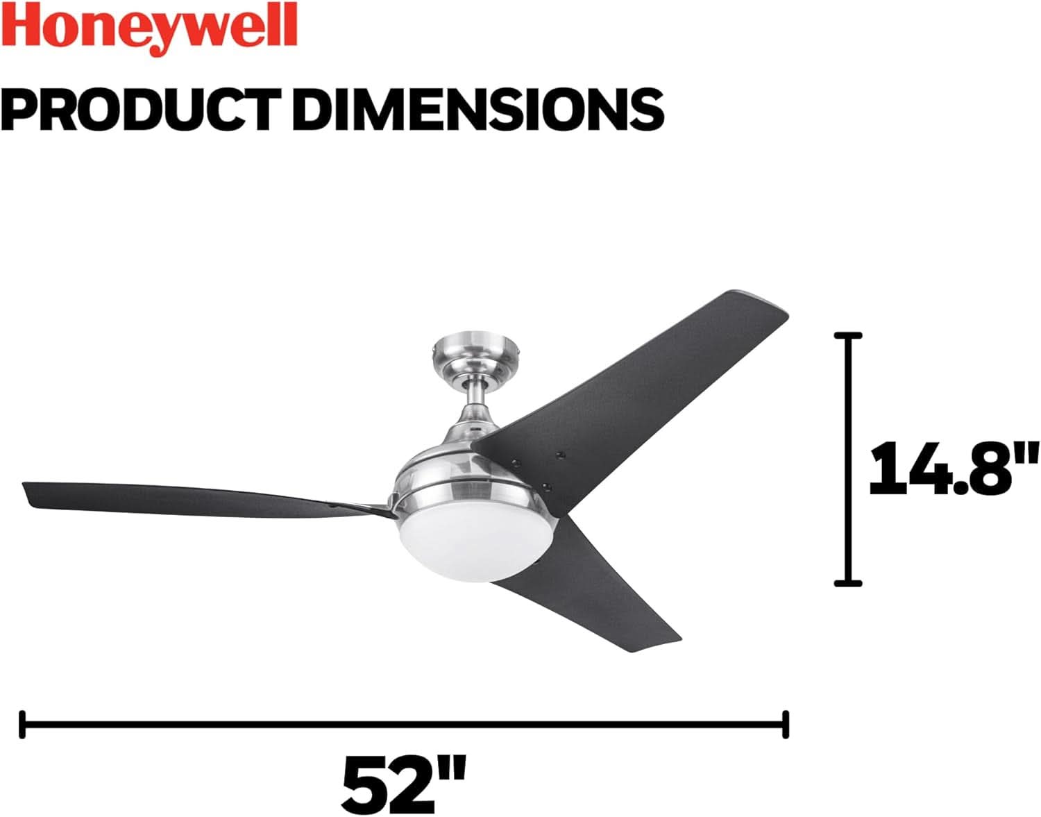 52 Inch Brushed Nickel LED Ceiling Fan With Remote