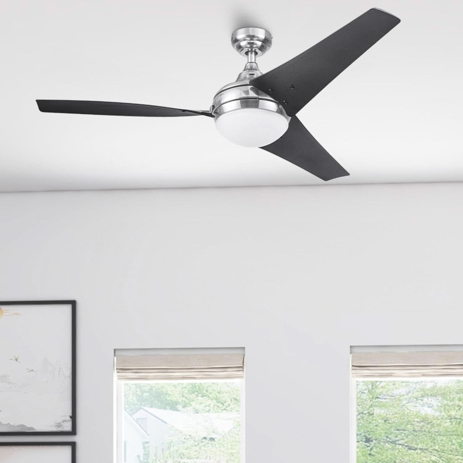52 Inch Brushed Nickel LED Ceiling Fan With Remote