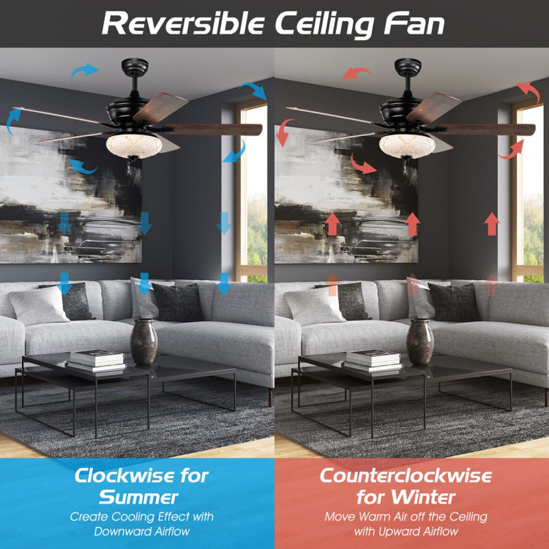 52 Inch Ceiling Fan With 3 Speeds And Reversible Blades