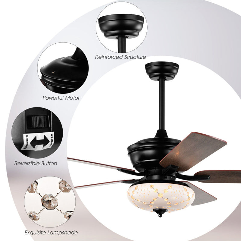 52 Inch Ceiling Fan With 3 Speeds And Reversible Blades