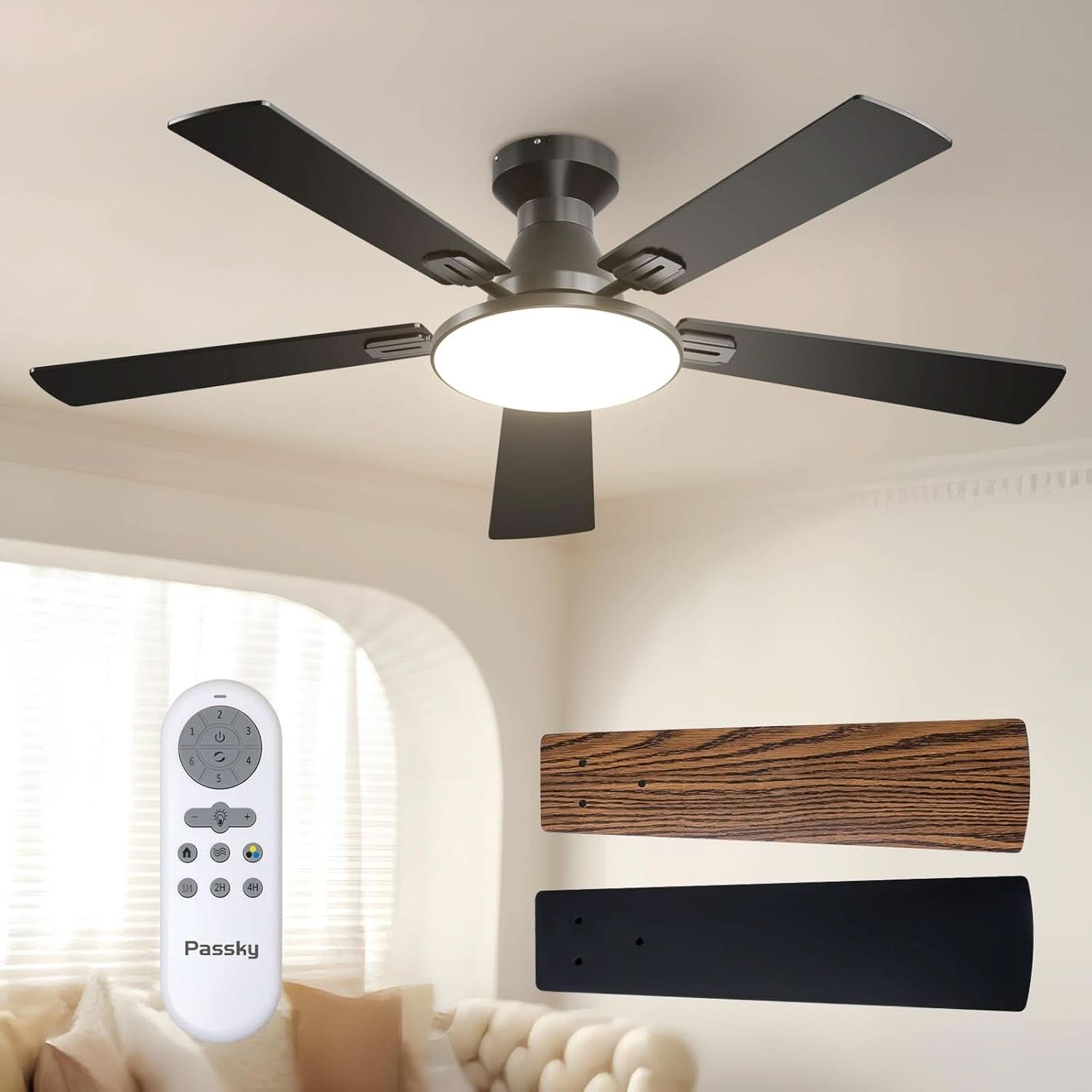 52 Inch Ceiling Fan With Dimmable LED Light With Remote