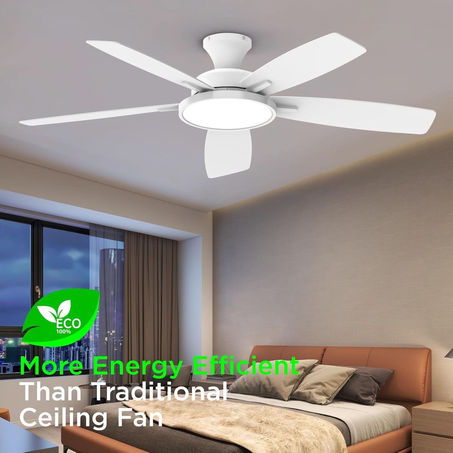 52 Inch Ceiling Fan With Dimmable Lights And Remote