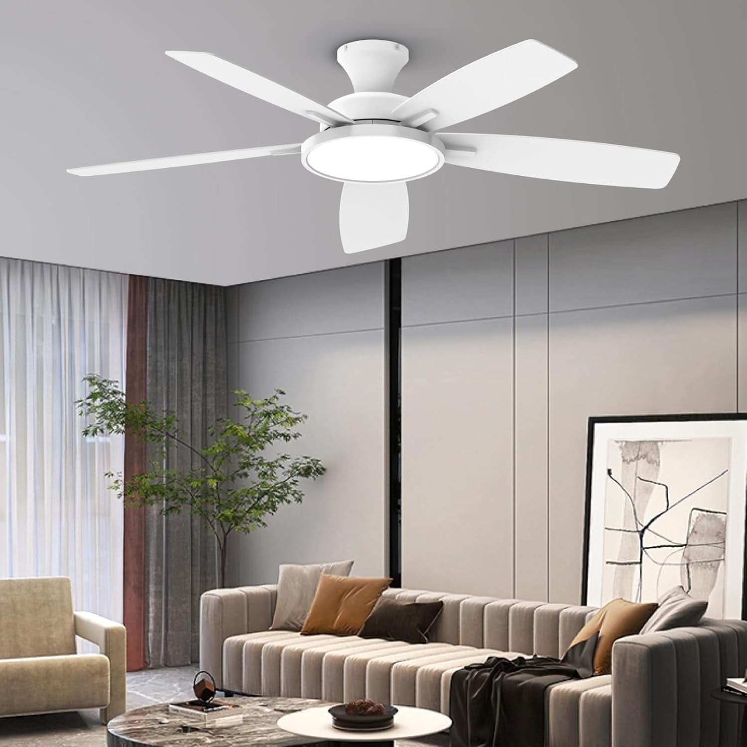 52 Inch Ceiling Fan With Dimmable Lights And Remote
