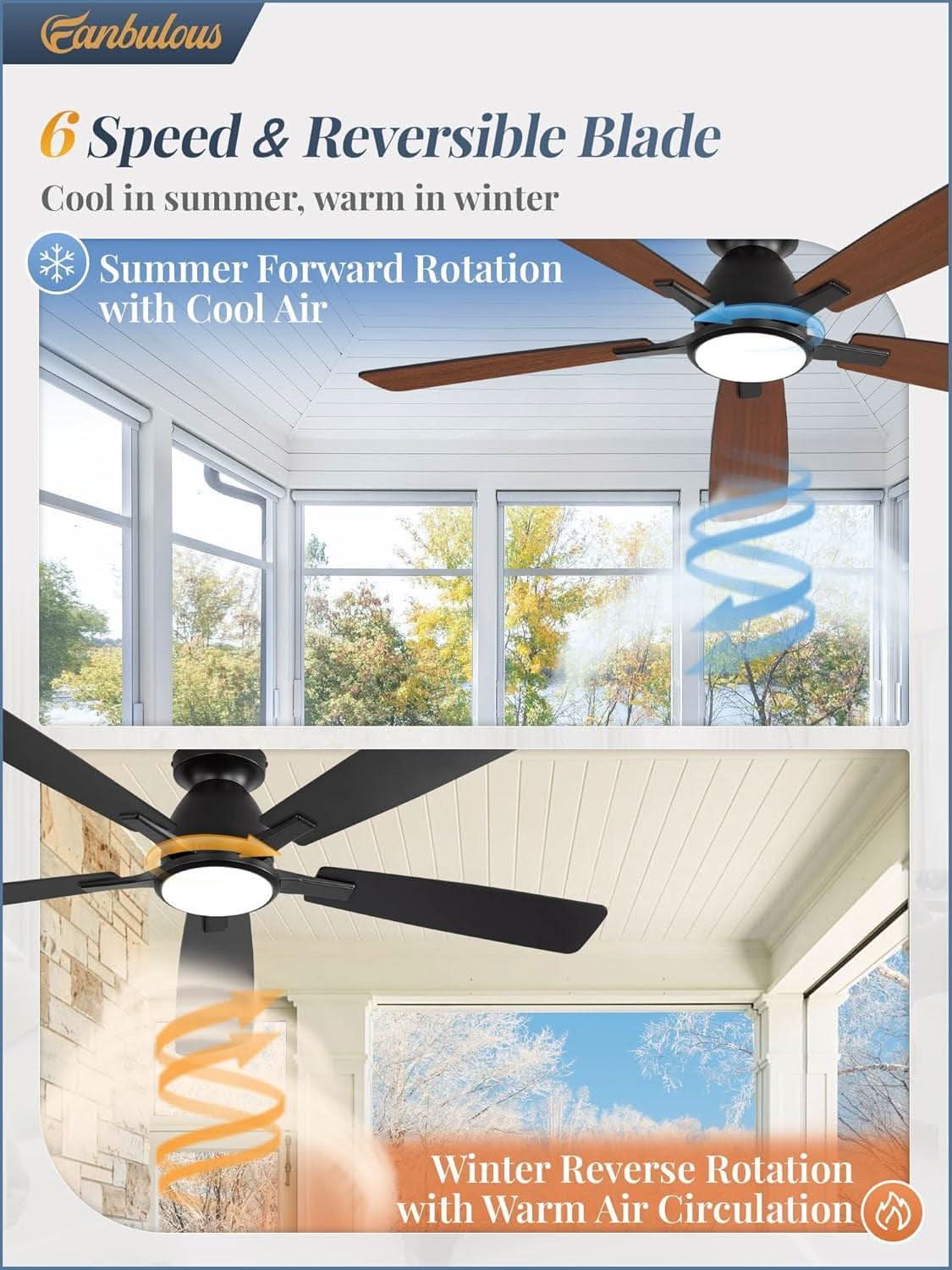 52 Inch Ceiling Fan With Lights Remote App Control
