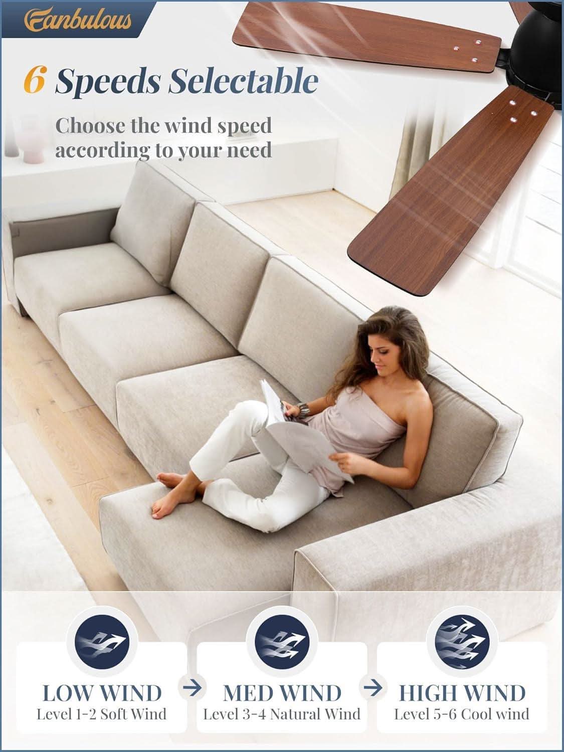 52 Inch Ceiling Fan With Lights Remote App Control