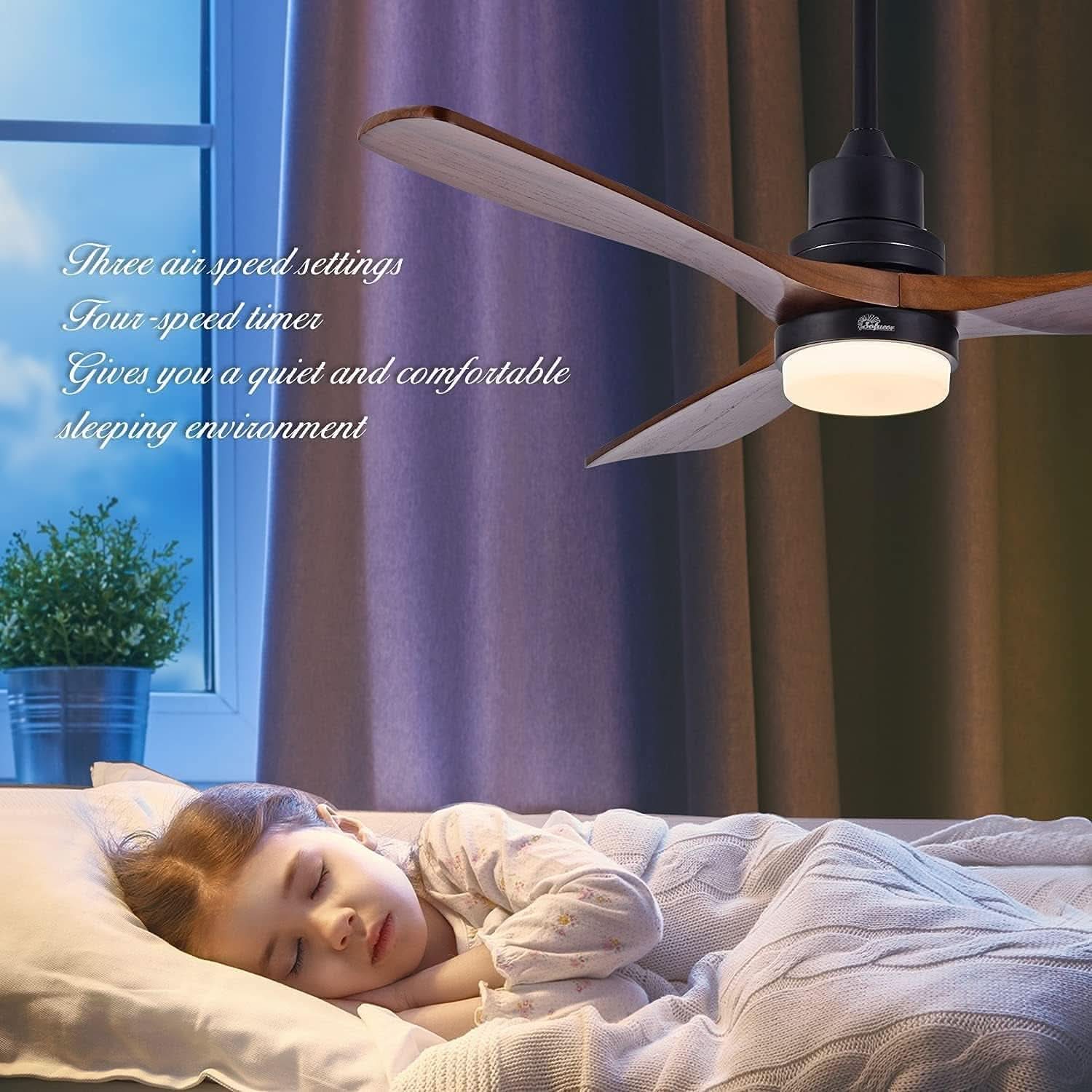 52 Inch Ceiling Fan With Lights Remote Control Matte Black