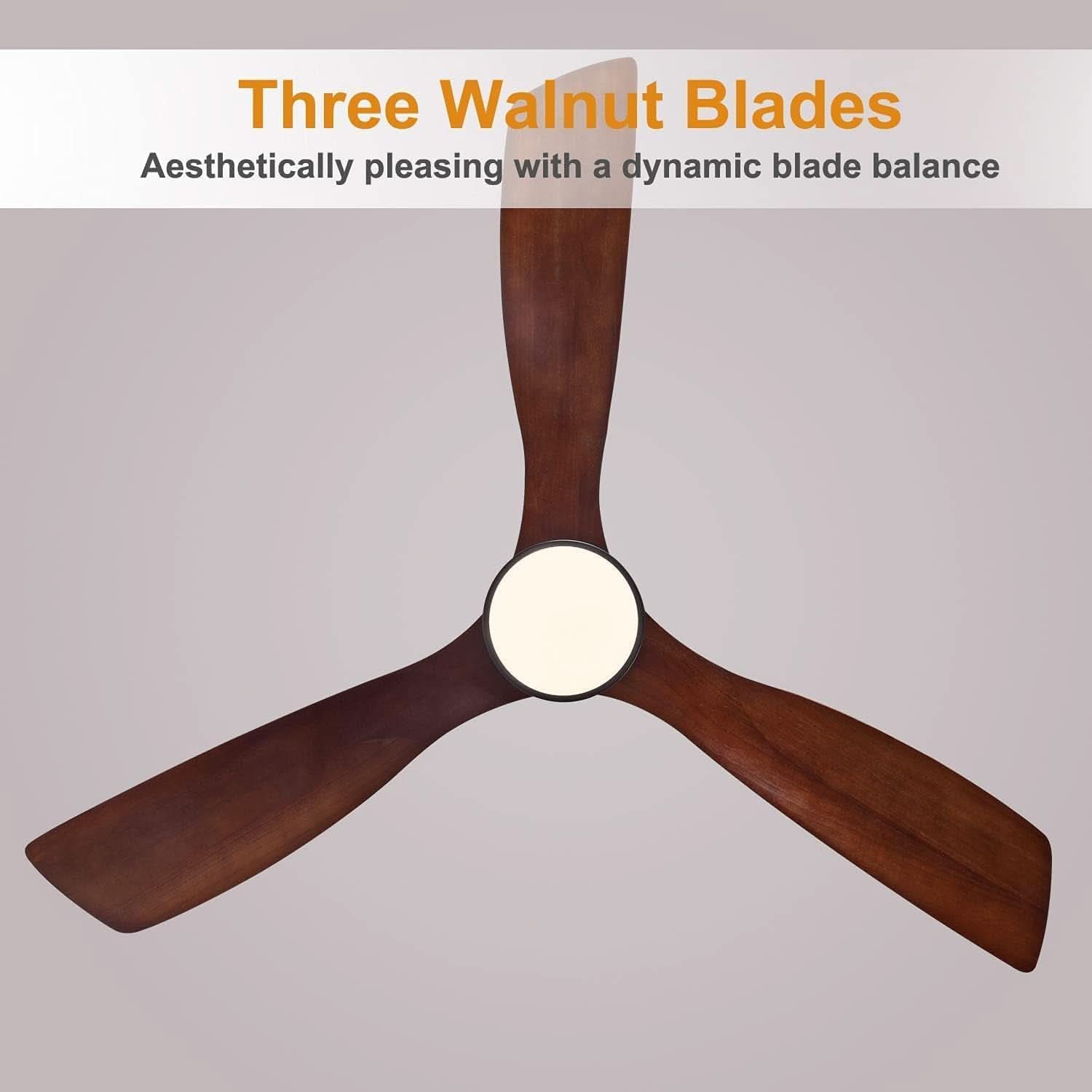 52 Inch Ceiling Fan With Lights Remote Control Matte Black