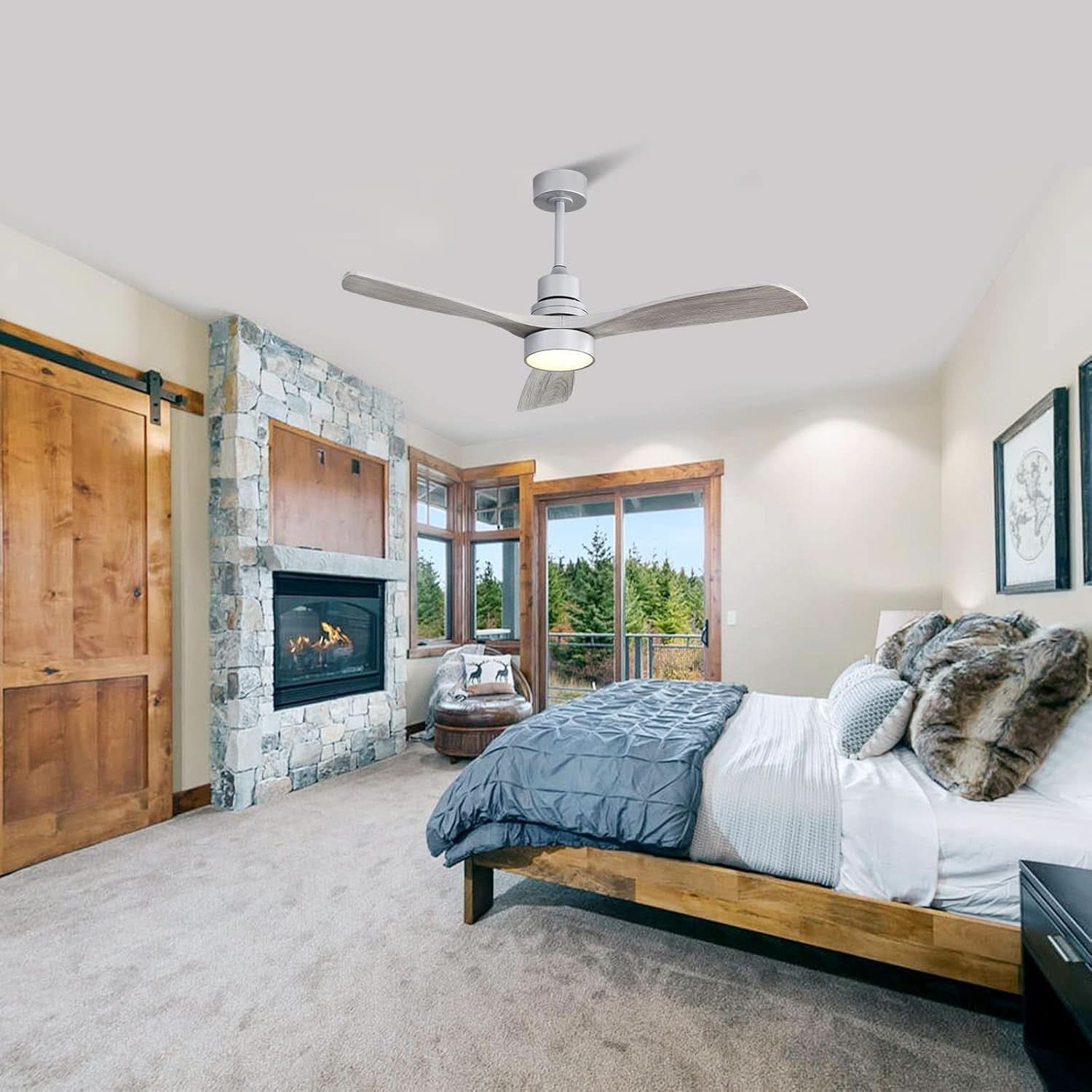 52 Inch Ceiling Fan With Lights Remote Quiet DC Motor