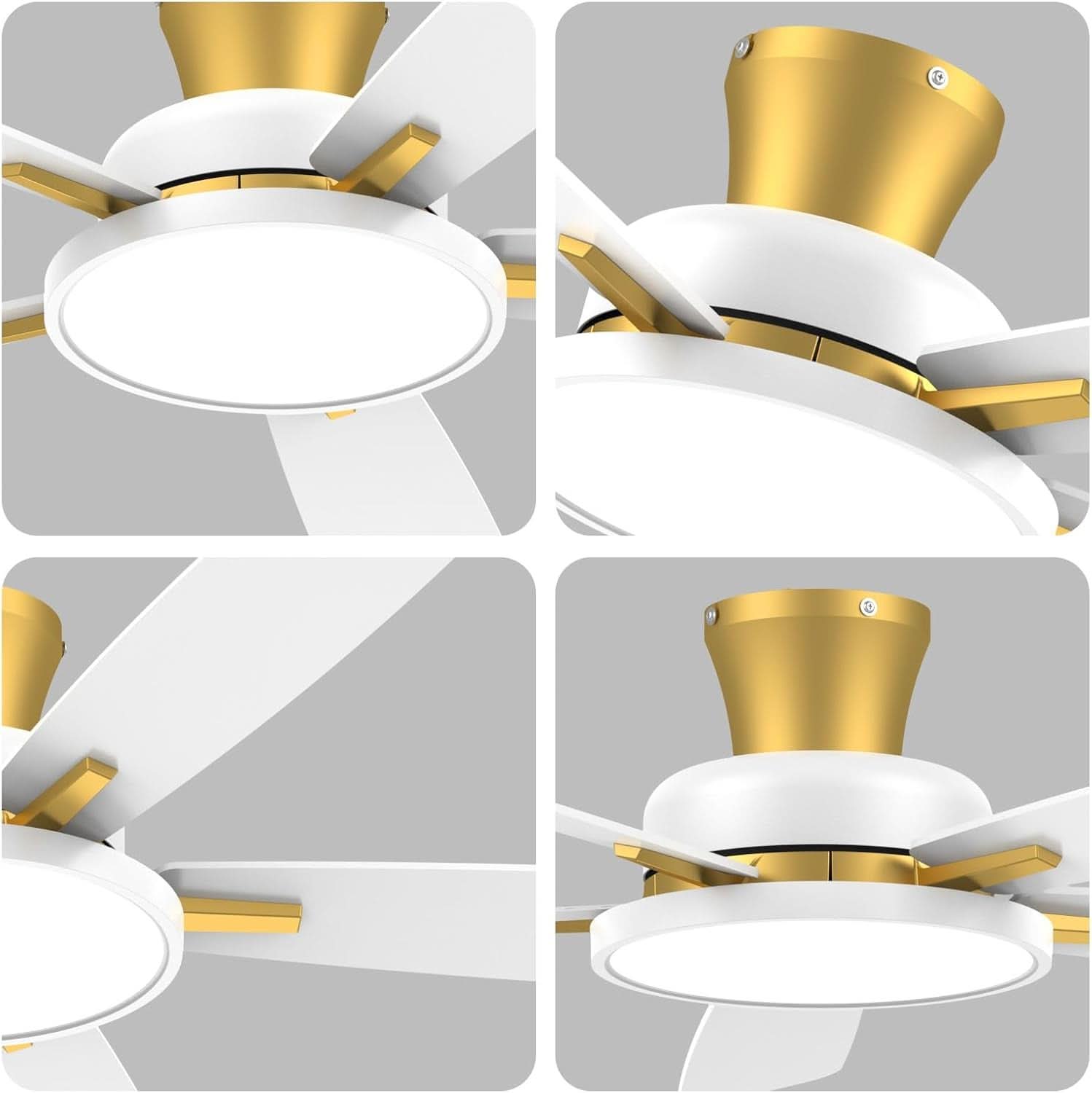 52 Inch Ceiling Fan With Remote Dimmable Lights White Gold