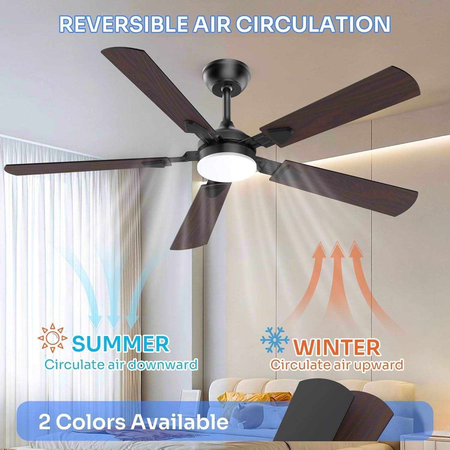 52 Inch Energy Efficient Ceiling Fan With LED Lighting