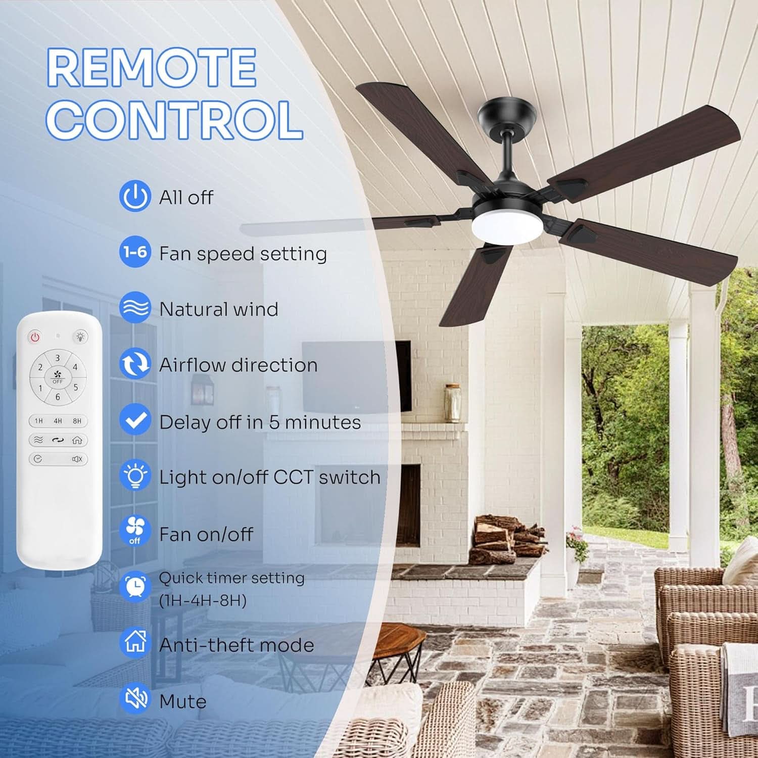 52 Inch Energy Efficient Ceiling Fan With LED Lighting