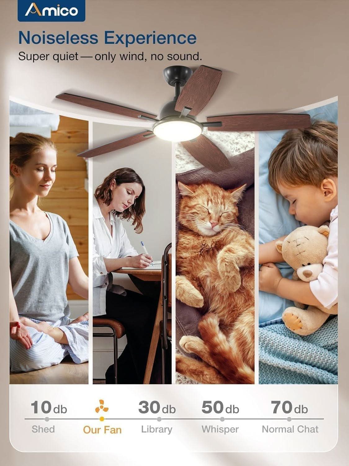 52 Inch Energy Efficient Smart Ceiling Fan With Alexa