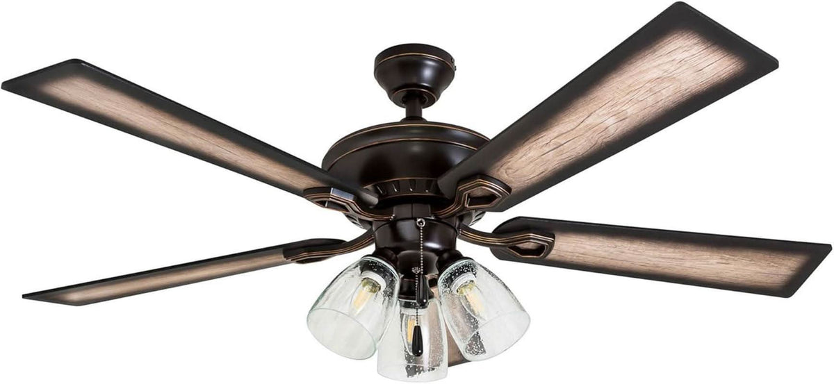 52 Inch Farmhouse LED Ceiling Fan Oil Rubbed Bronze