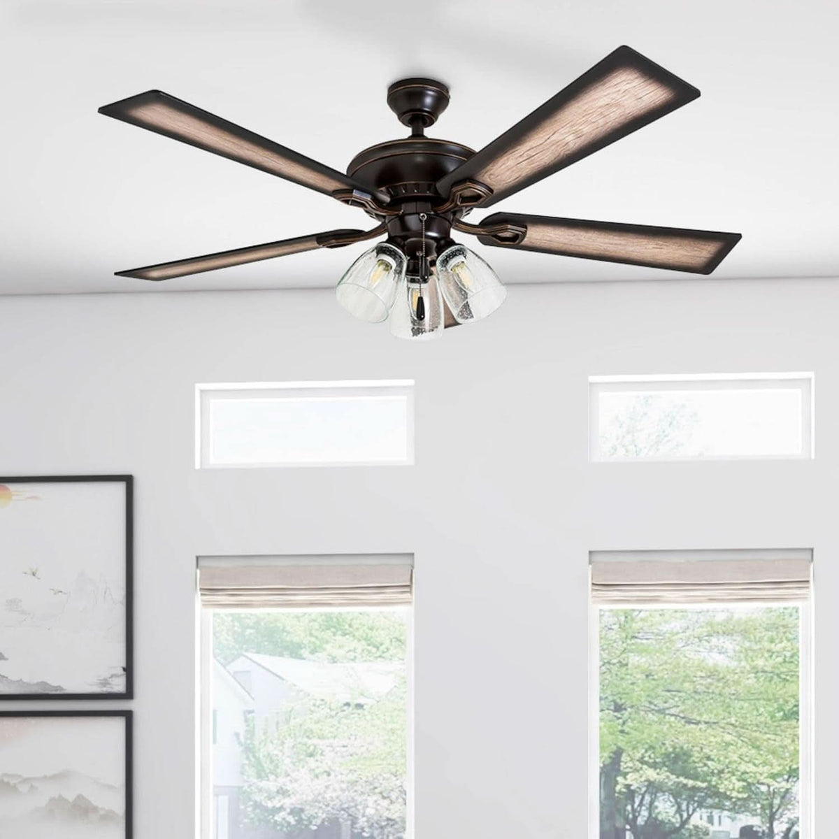52 Inch Farmhouse LED Ceiling Fan Oil Rubbed Bronze