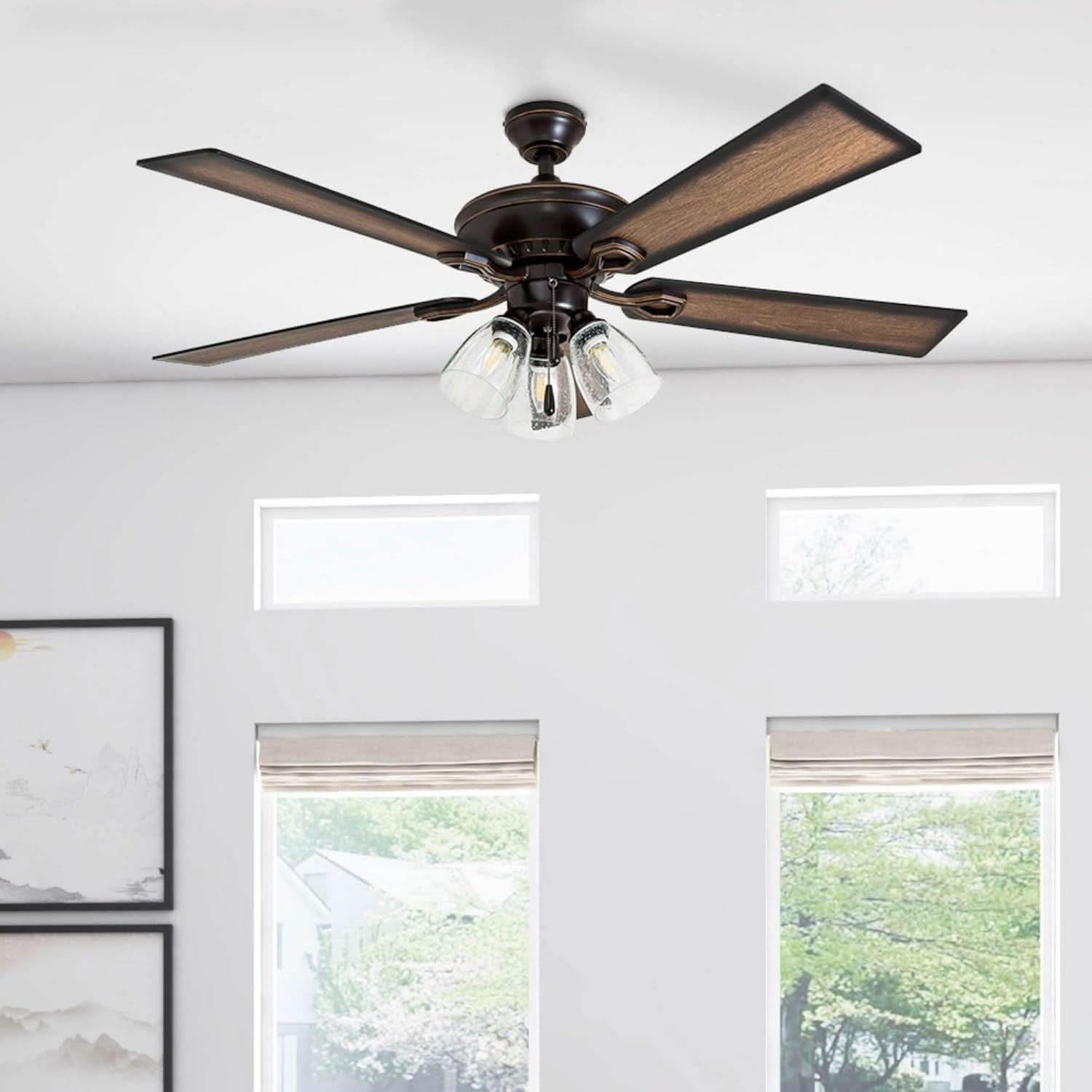 52 Inch Farmhouse LED Ceiling Fan Oil Rubbed Bronze