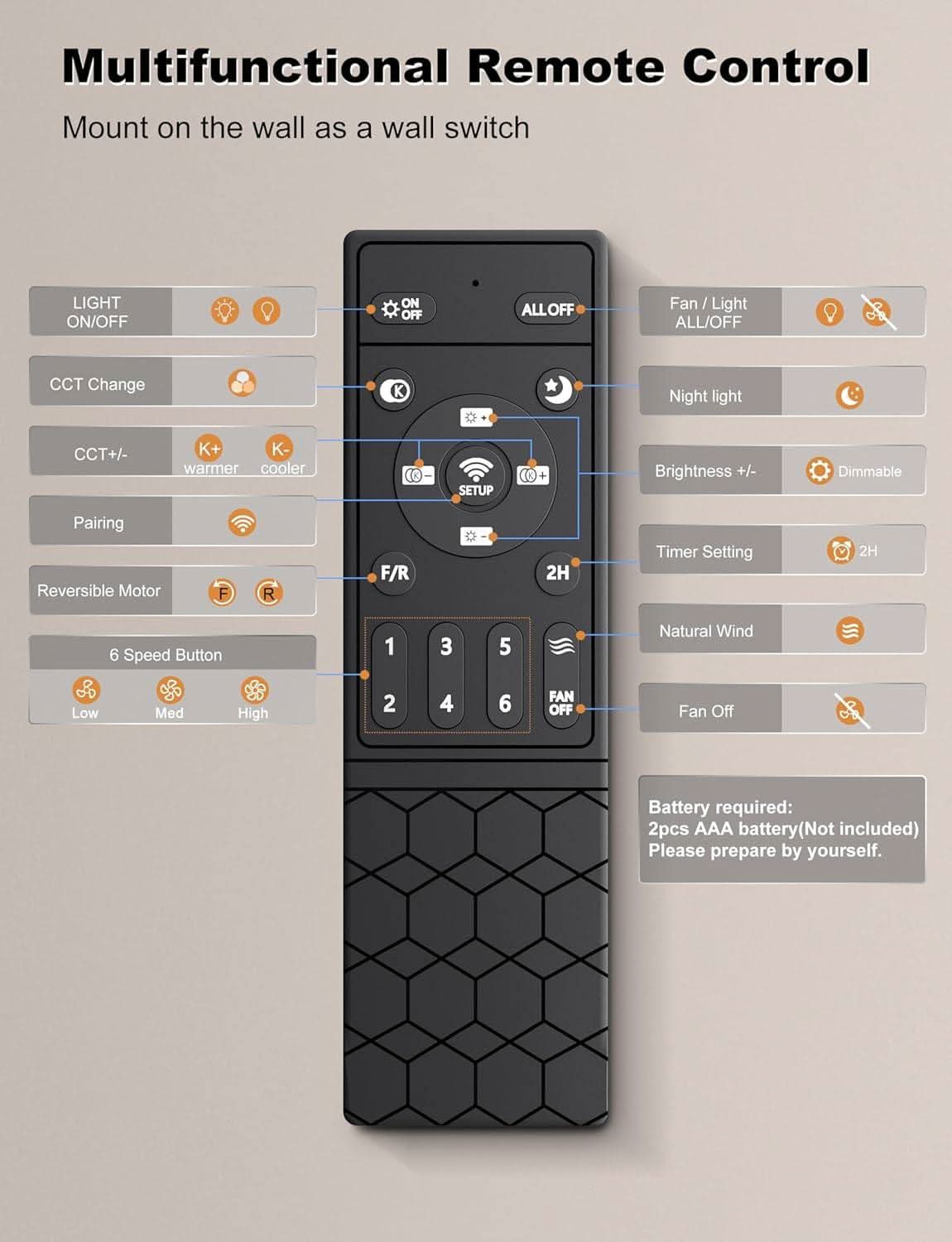 52 Inch Flush Mount Ceiling Fan With Remote App Control