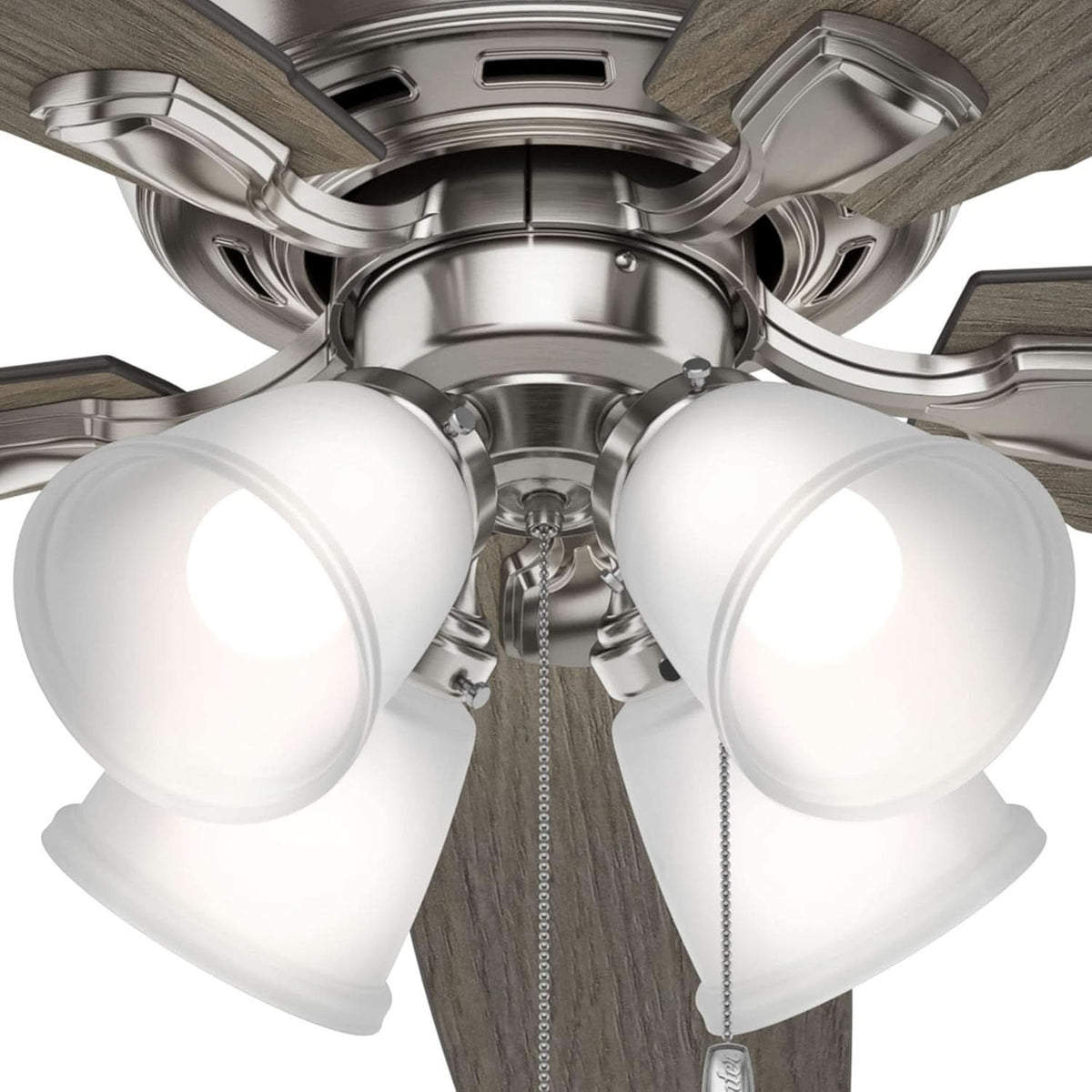 52 Inch Indoor Ceiling Fan With LED Lighting Brushed Nickel
