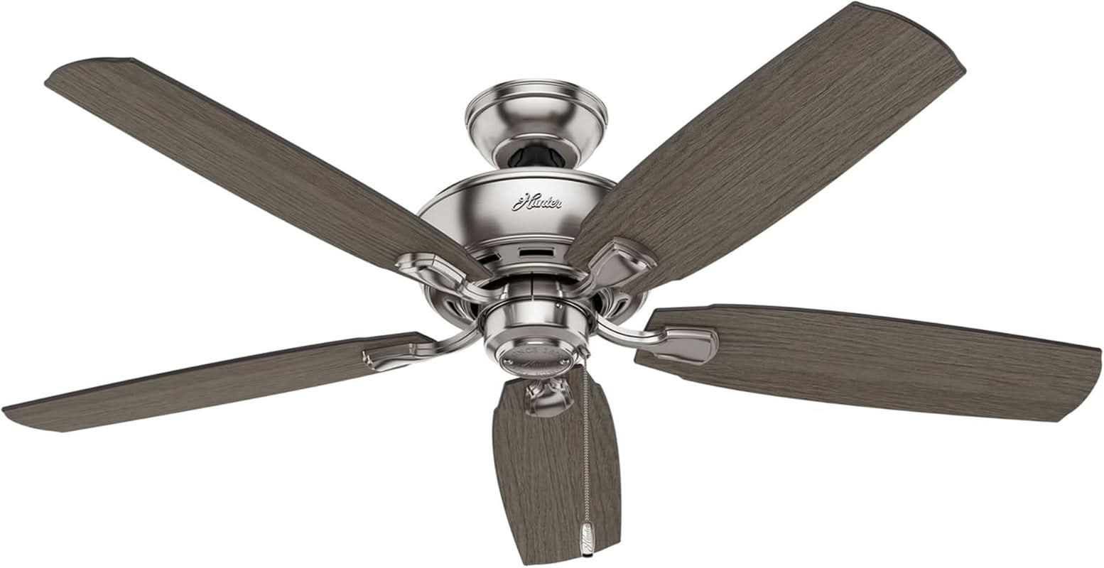 52 Inch Indoor Ceiling Fan With LED Lighting Brushed Nickel