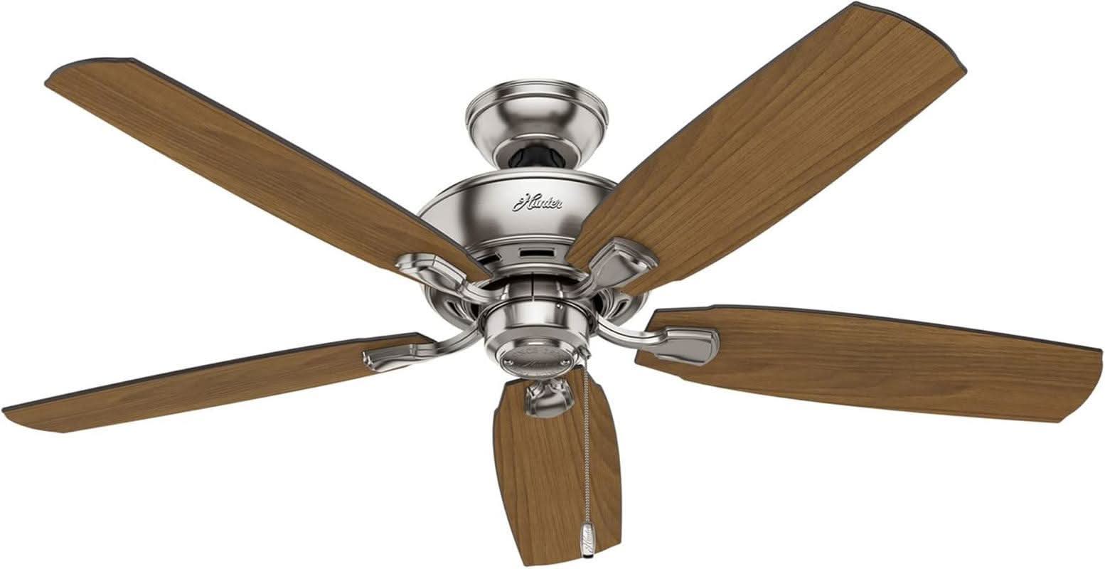 52 Inch Indoor Ceiling Fan With LED Lighting Brushed Nickel