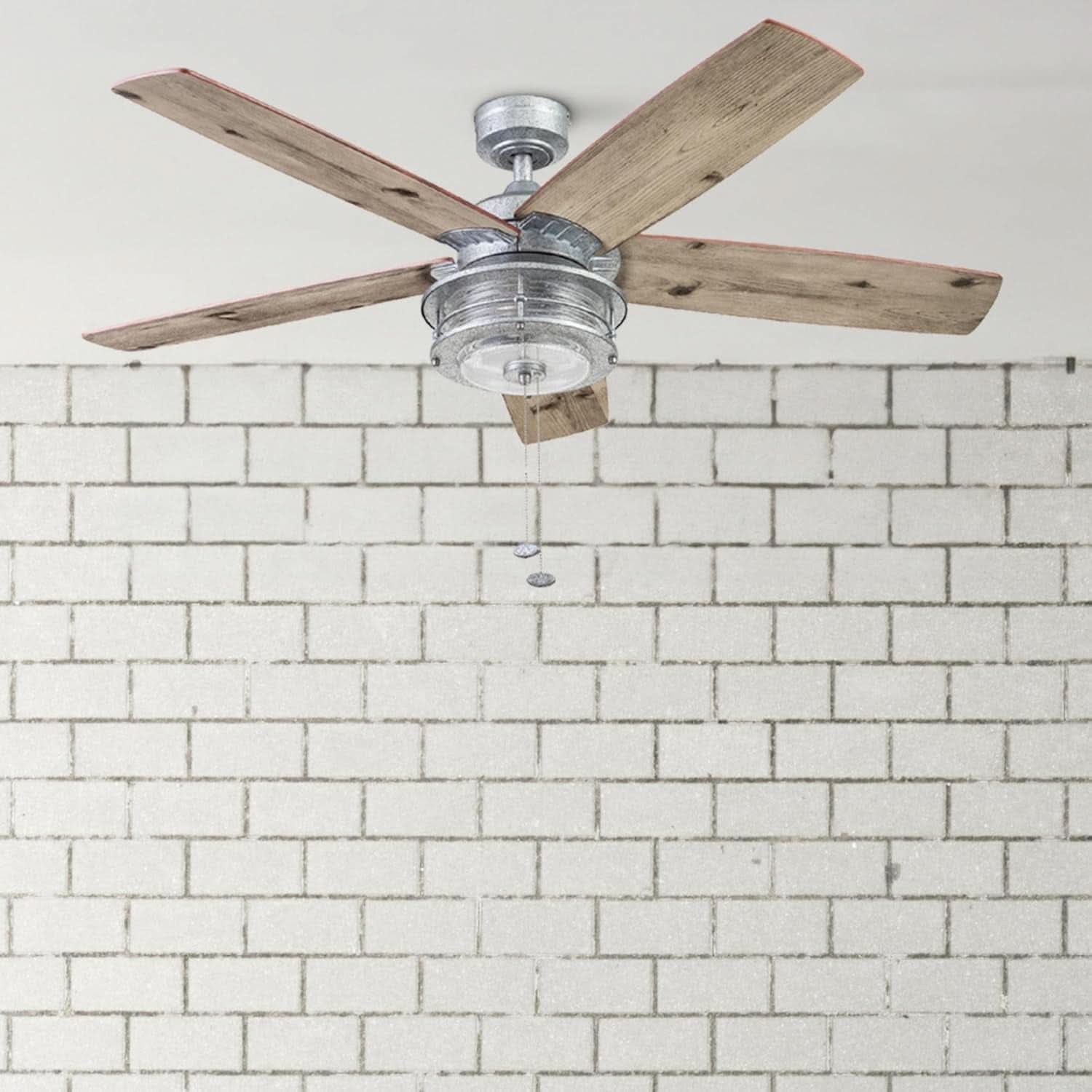 52 Inch Indoor Outdoor Ceiling Fan LED Light Dual Mount