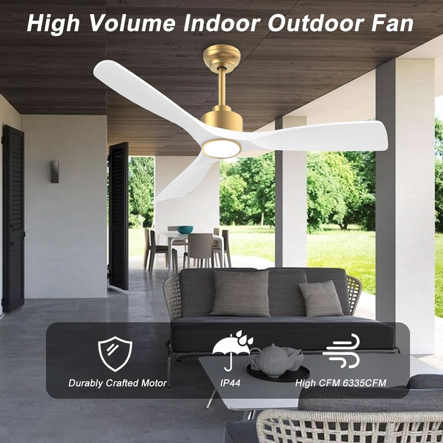 52 Inch Indoor Outdoor Smart Ceiling Fan Dimmable Lights