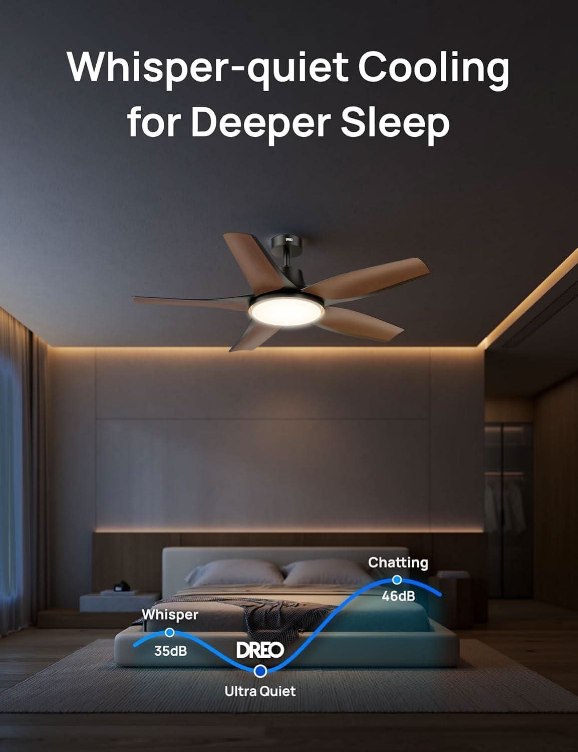 52 Inch Low Profile Smart Ceiling Fan Alexa RGB Lighting