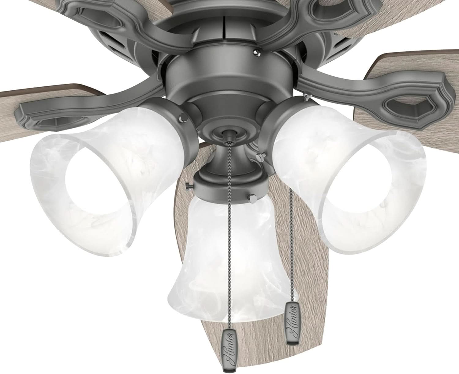 52 Inch Matte Silver LED Ceiling Fan With Integrated Light